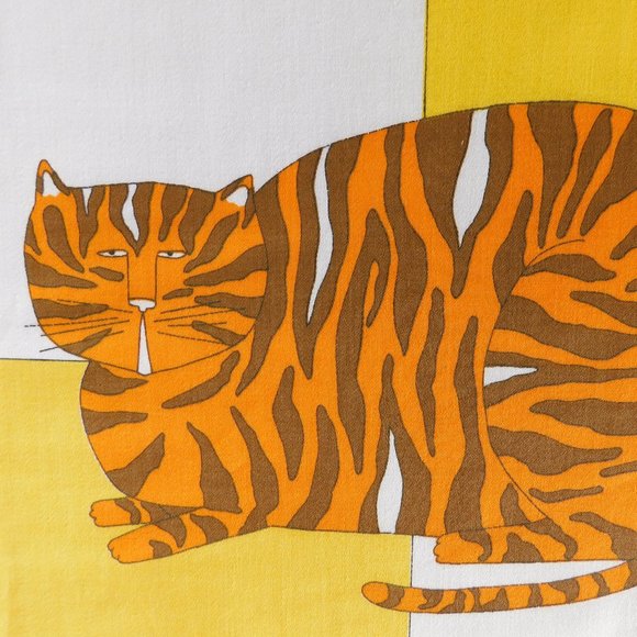 VTG Fat Cat Carleton Varney fabric Schumacher tabby kitty decorator material 1yd - Picture 8 of 15